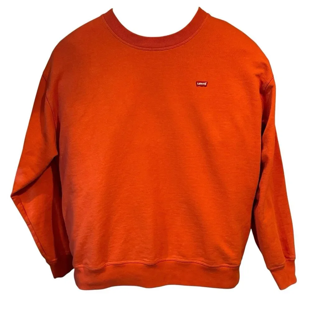 Levi’s Red Tab Crewneck Sweatshirt Large Coral/Orange Pullover Logo Y2K‎ Casual